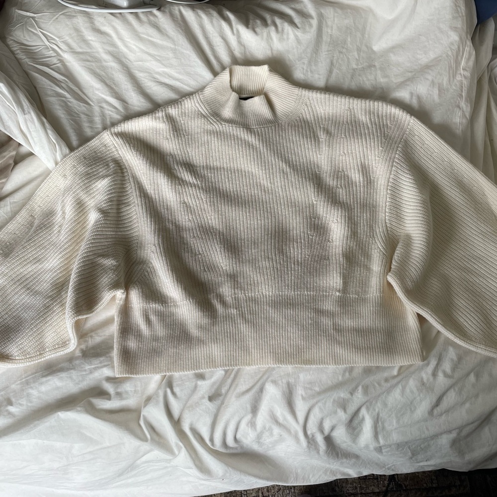 Ivory Doleman Sleeve Merino Wool Sweater